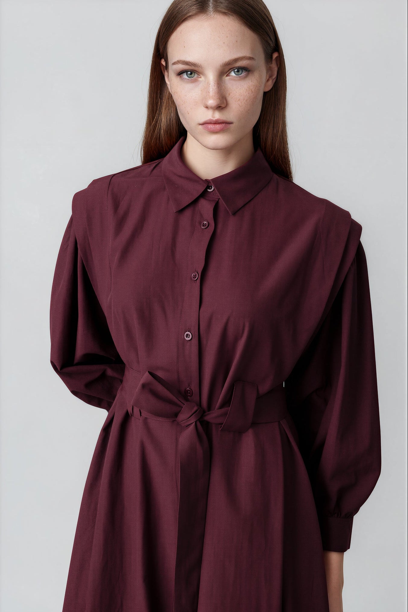 Maxi Hemdkleid mit Gürtel