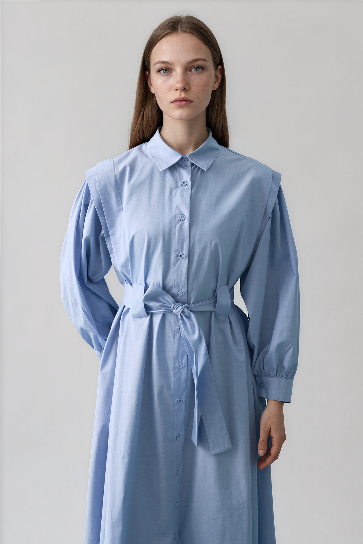 Maxi Hemdkleid mit Gürtel