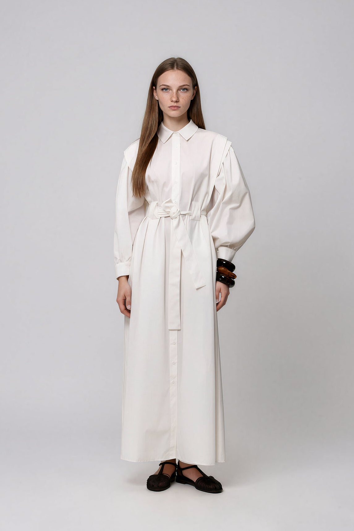 Maxi Hemdkleid mit Gürtel