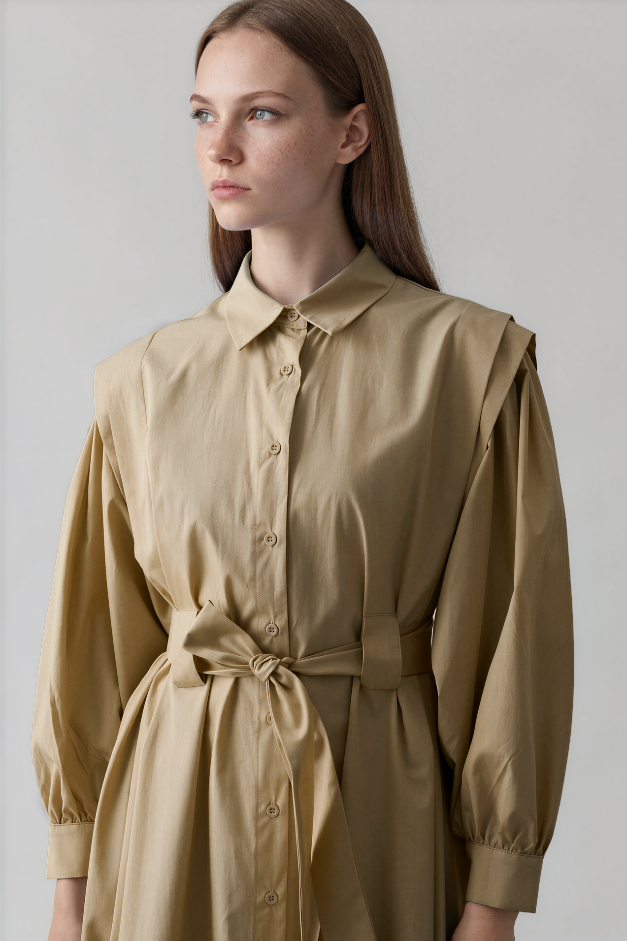 Maxi Hemdkleid mit Gürtel