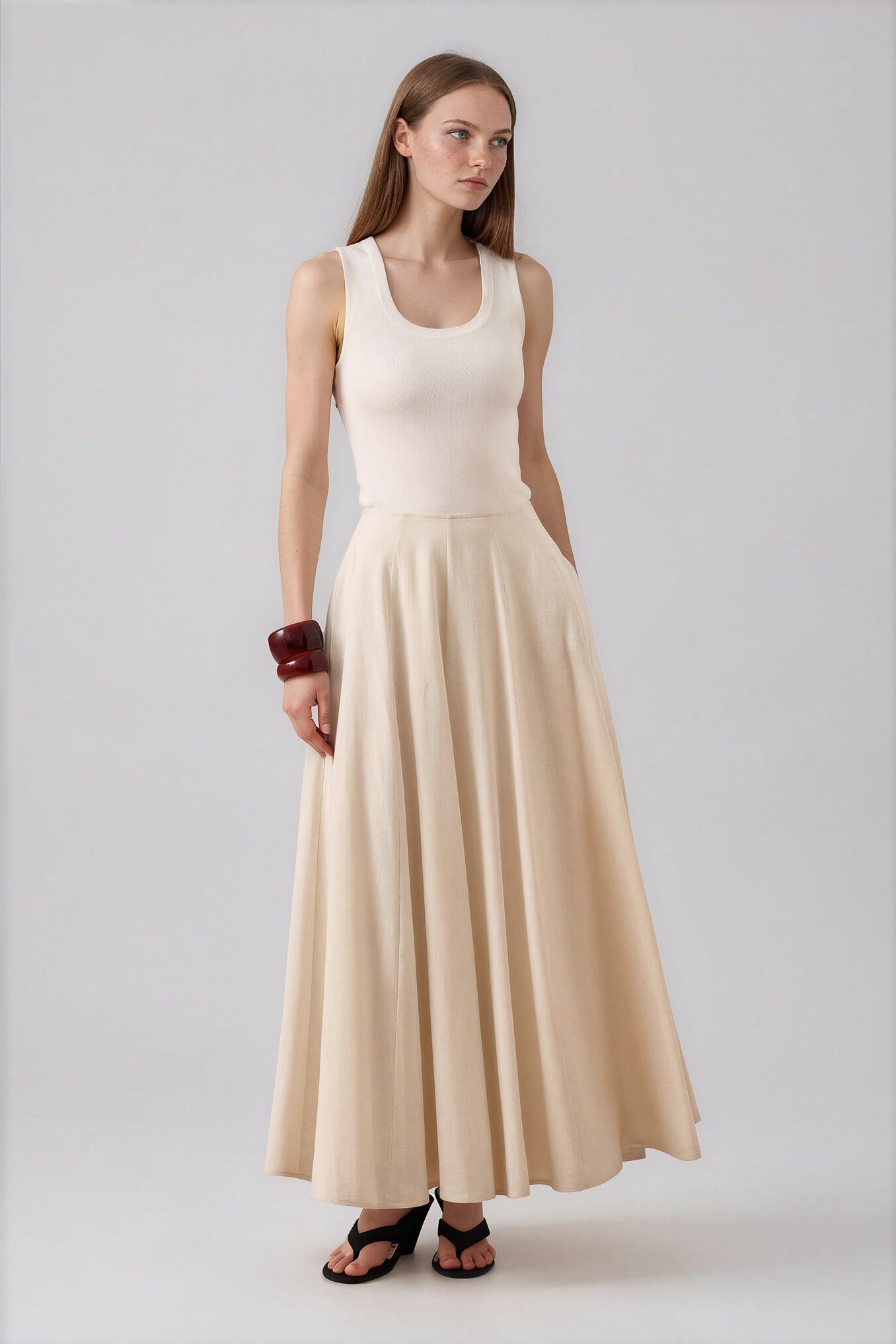 Linen maxi skirt