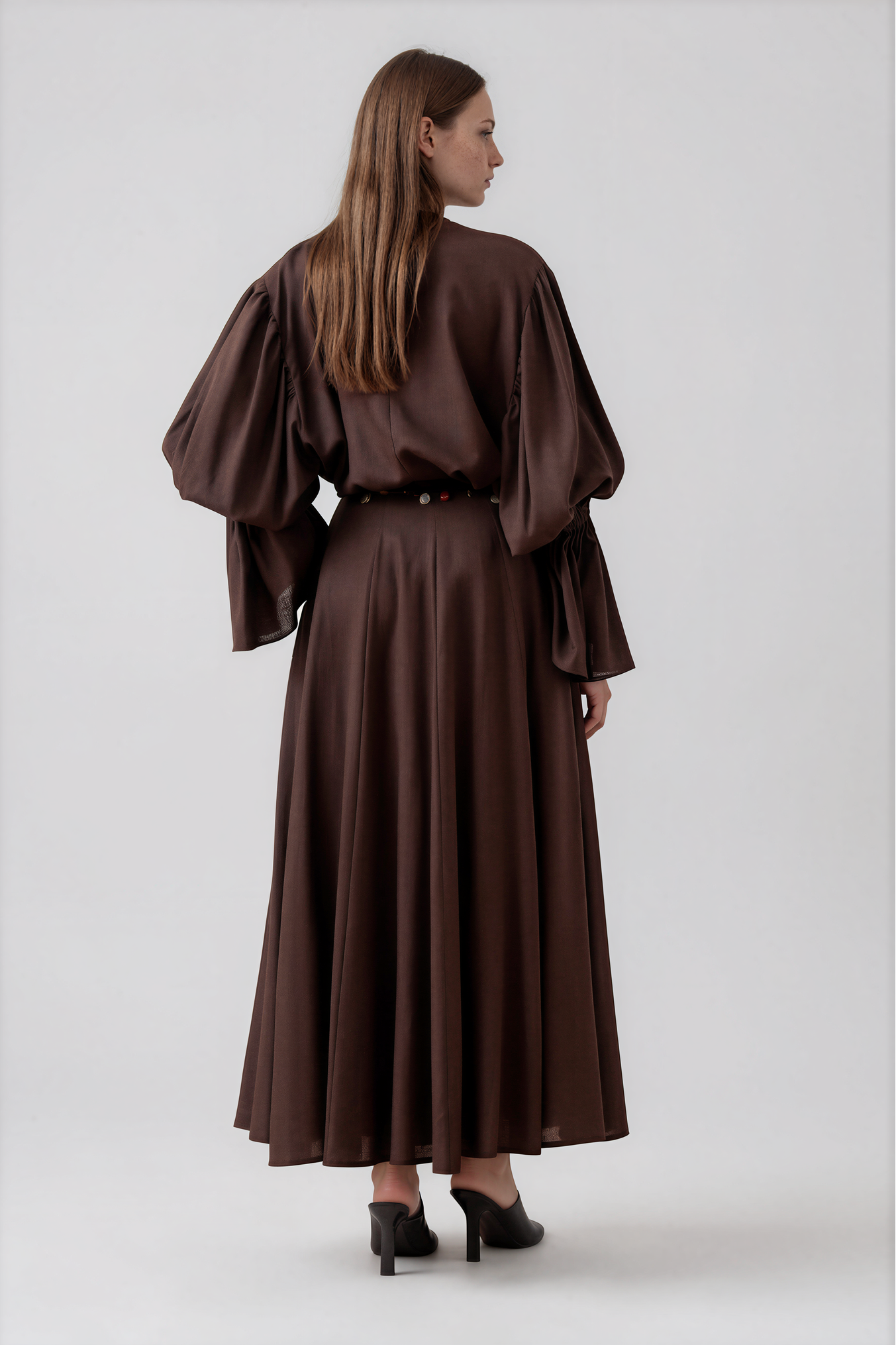 Leinenbluse mit Raffdetails