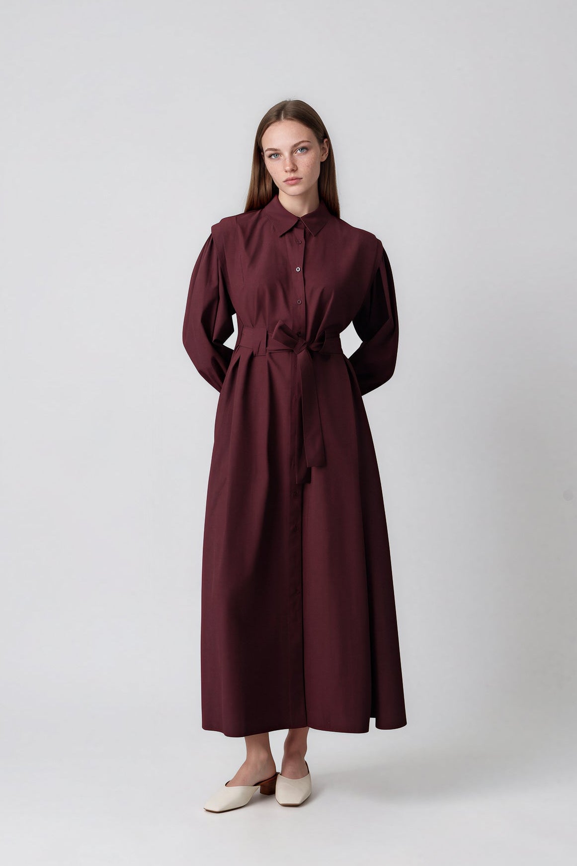 Maxi Hemdkleid mit Gürtel