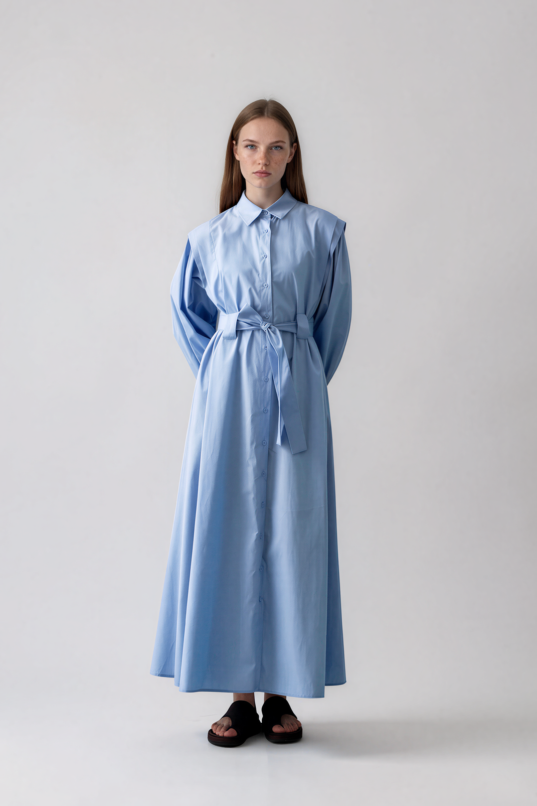 Maxi Hemdkleid mit Gürtel