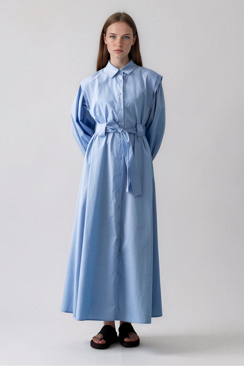 Maxi Hemdkleid mit Gürtel