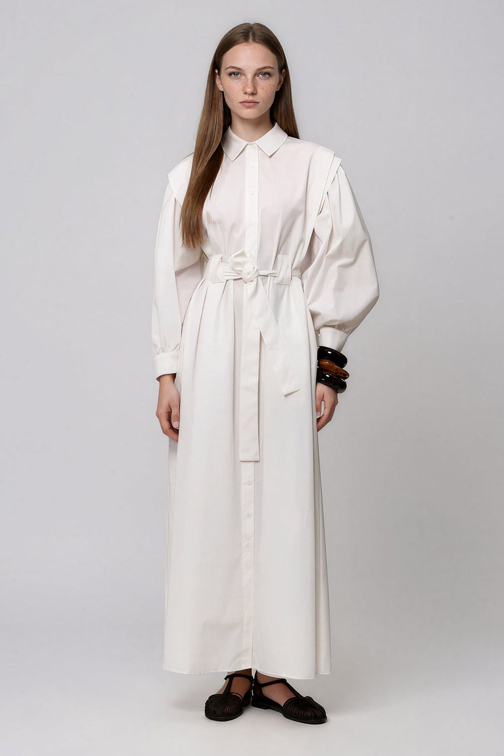 Maxi Hemdkleid mit Gürtel