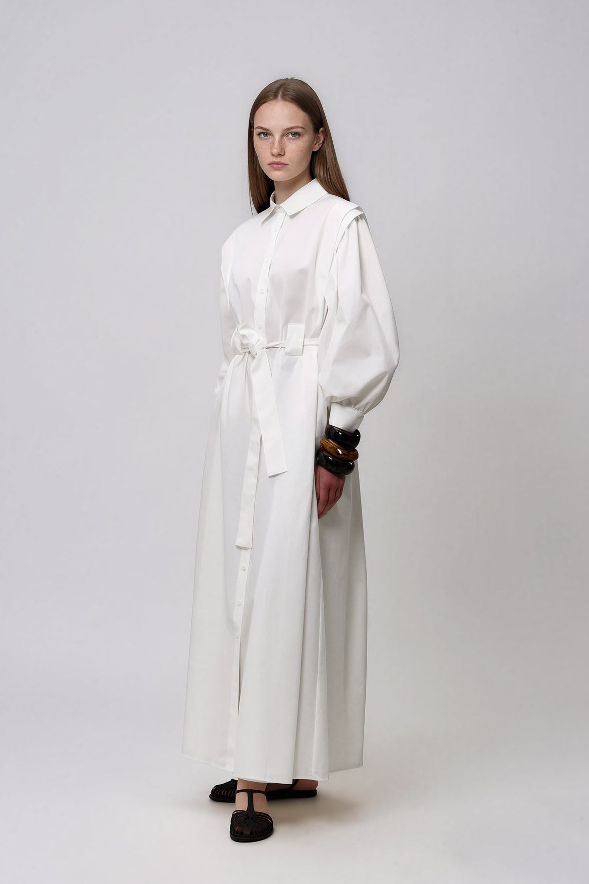 Maxi Hemdkleid mit Gürtel