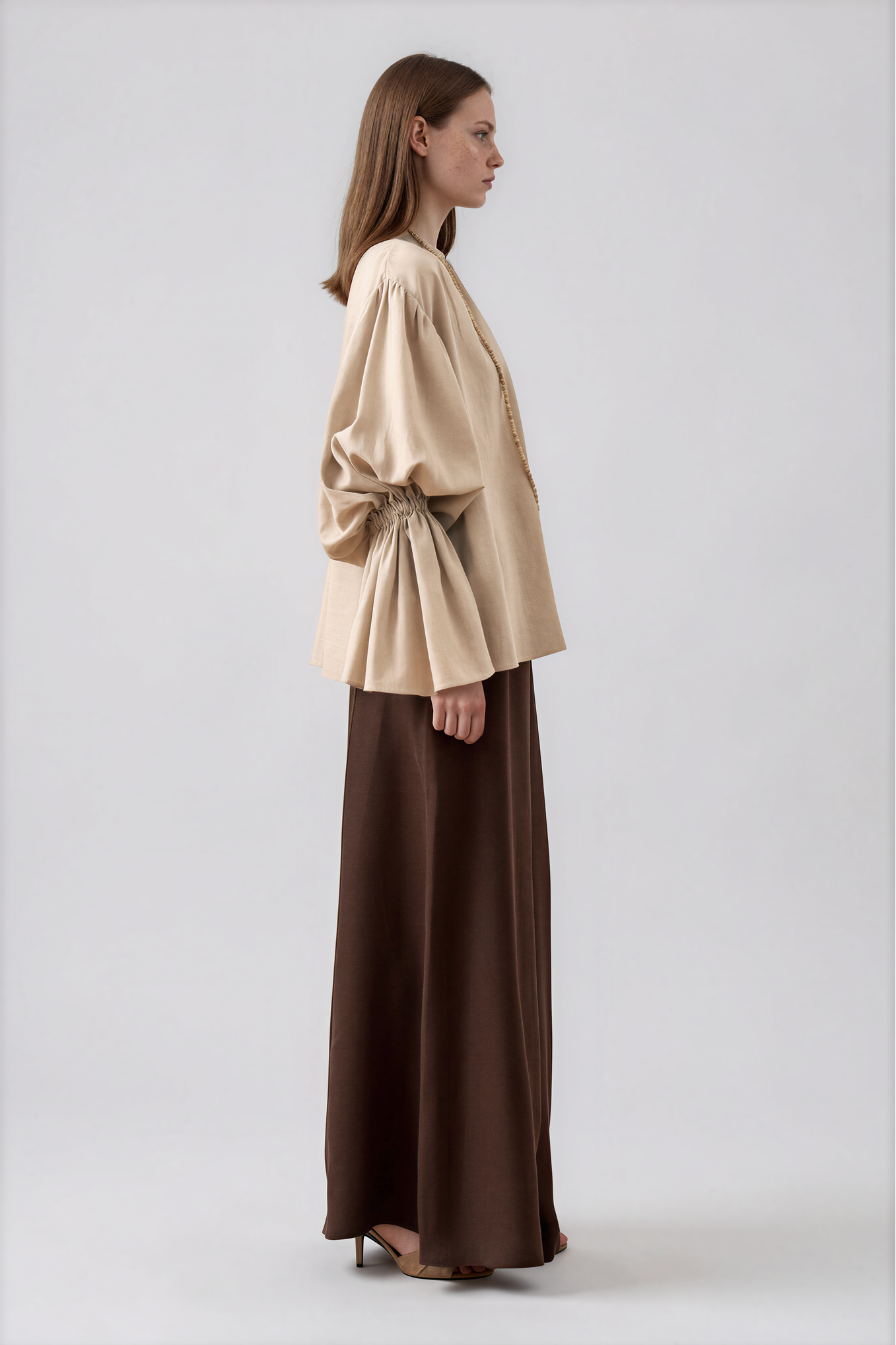 Leinenbluse mit Raffdetails