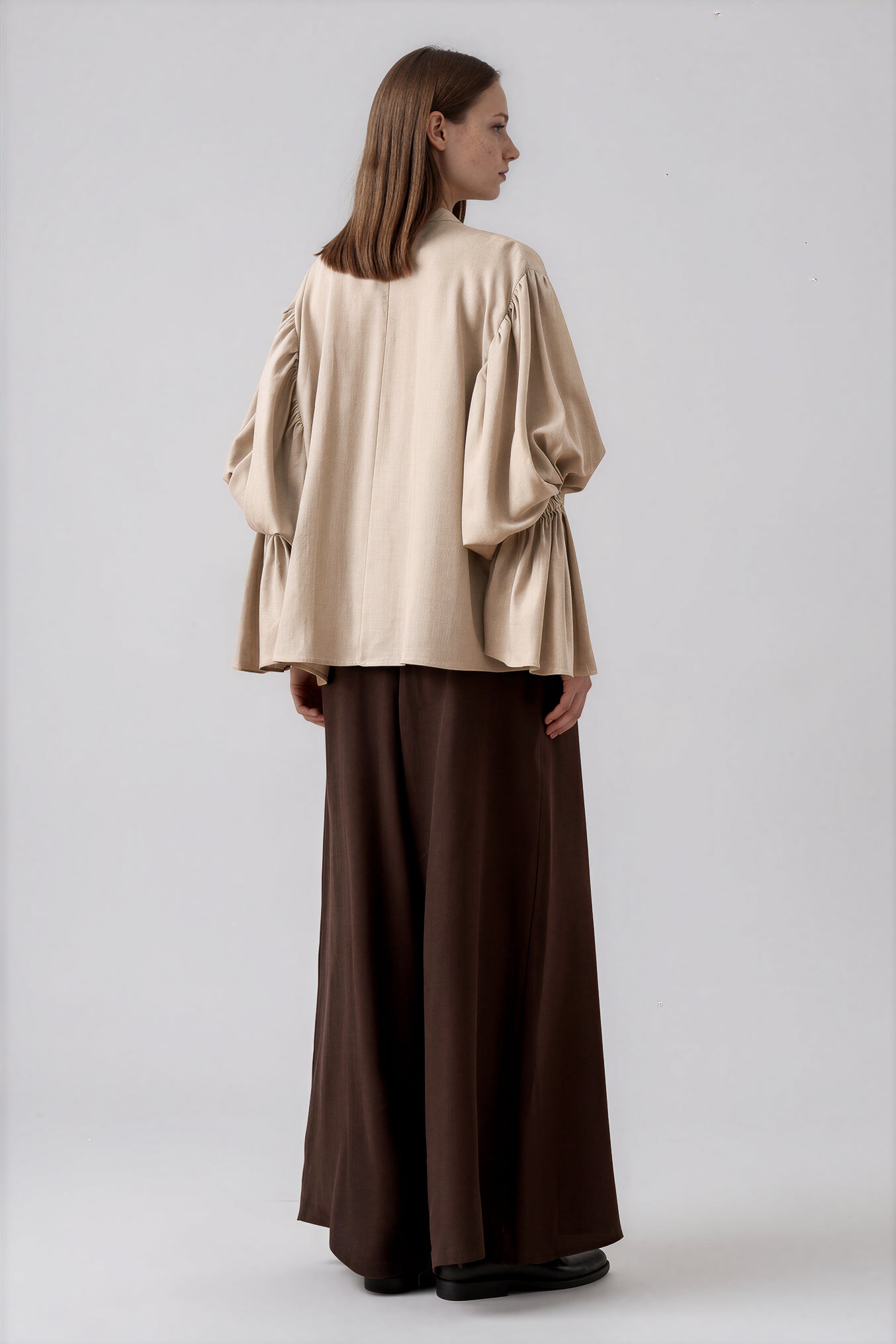 Leinenbluse mit Raffdetails