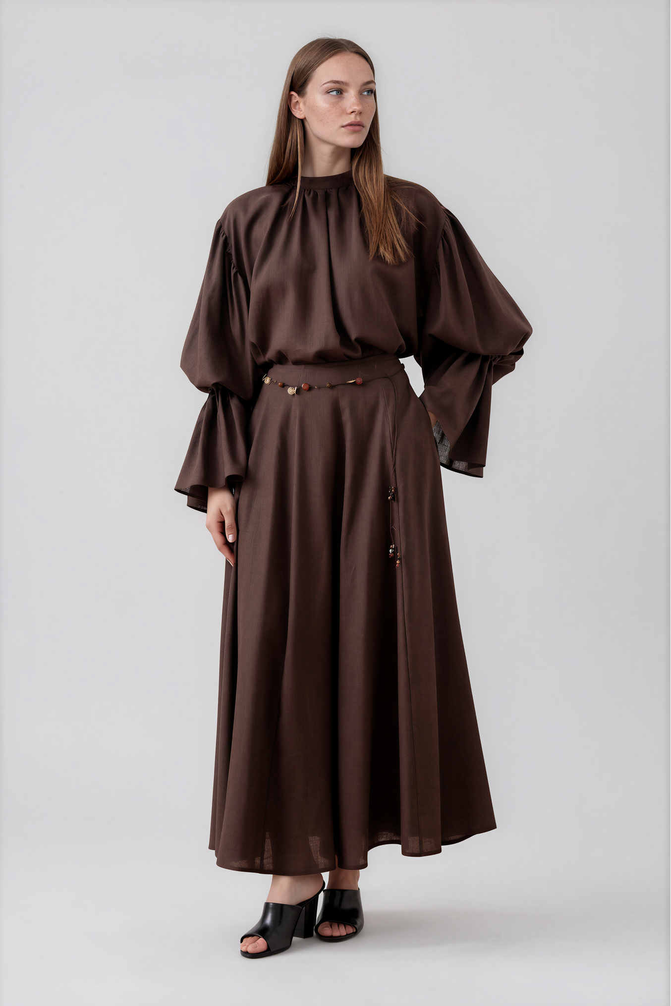 Leinenbluse mit Raffdetails