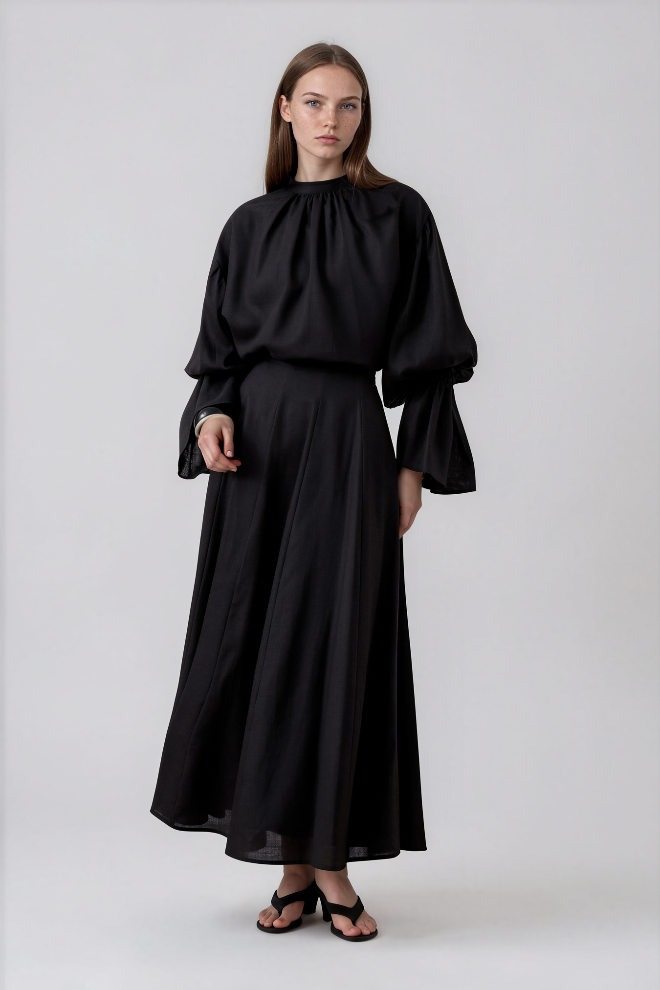 Leinenbluse mit Raffdetails