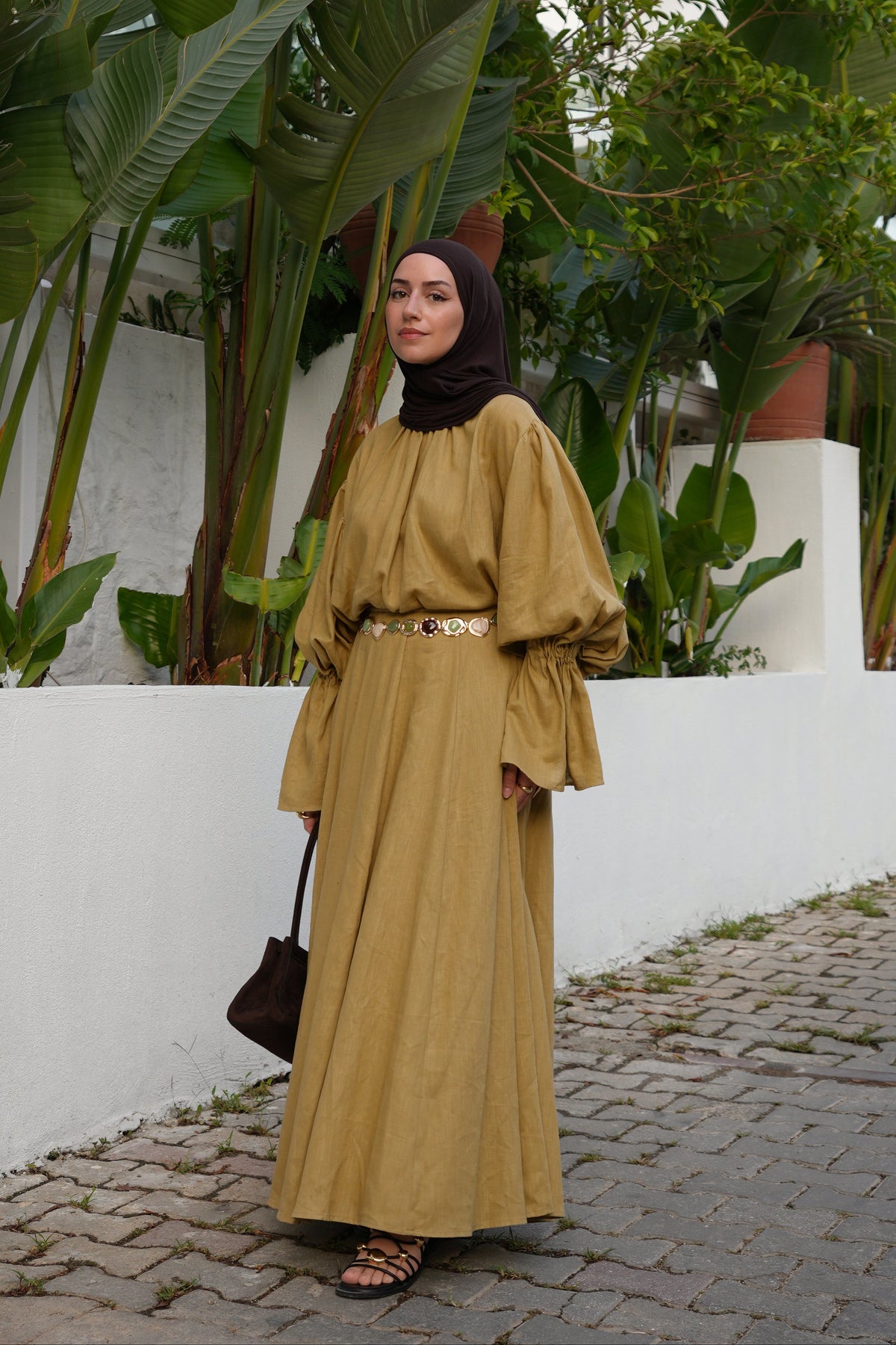 Leinenbluse mit Raffdetails
